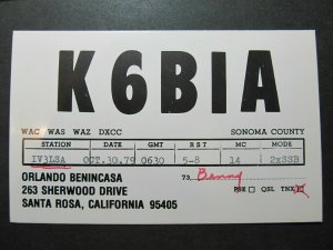 5410 Amateur Radio QSL Card Santa Rosa California-