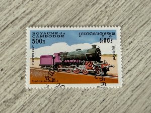 Cambodia #1632 Used, 500r, Trains, 2024 SCV $0.25