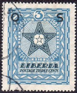 Liberia O143 - Used - 3c Liberian Star (Official) (1923)