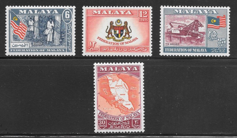 Malaya Scott 80-83 MNHOG - 1957 Federation of Malaya Set - SCV $8.00