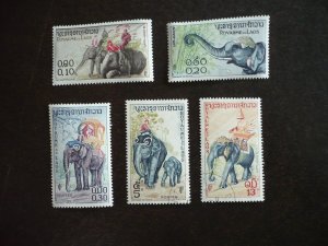 Stamps - Laos - Scott# 41-43,45,47 - Mint Hinged & Used Part Set of 5 Stamps