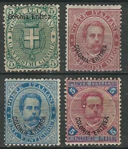 Eritrea 3-4, 6, 11 Sas 3-4, 6, 11 MNH F/VF 1893 SCV $5950.00