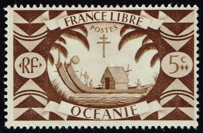 French Polynesia #136 Ancient Double Canoe; Unused (0.40) (2Stars)