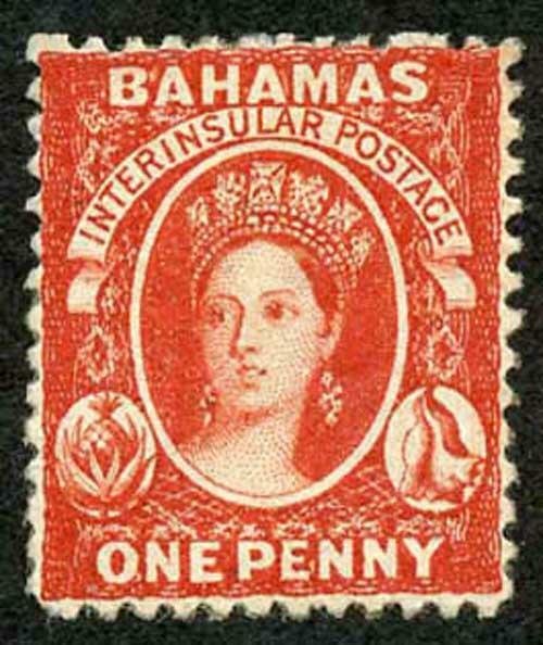 Bahamas SG25 1d Vermilion wmk Crown CC Perf 12.5 M/Mint Cat 75 pounds