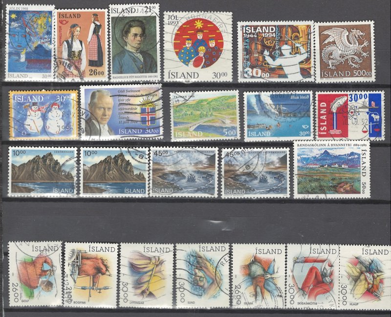 COLLECTION LOT # 2529 ICELAND 23 STAMPS 1989+ CV+$21 CLEARANCE