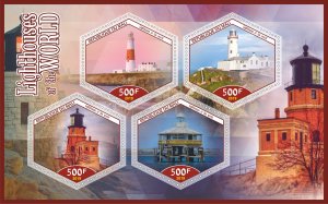 Stamps. Lighthouses  2019 year 1+1 sheets perforated