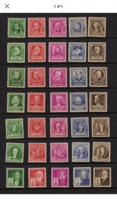 US Scott#859-93, Mint, MNH, 1c-10c Famous Americans 35 Stamp Set-US