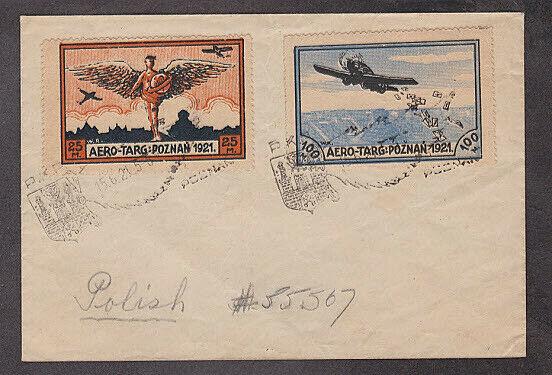 Poland - 1921 cover with 2 different local post air mail stamps