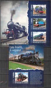 Guinea 2014 Steam Trains Locomotives Sheet + S/S MNH