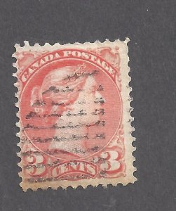 Canada # 37 ORANGE PERF 12 x 12 1/4 12-BAR FANCY CANCEL (BUT 1/2 OVAL) BS28231