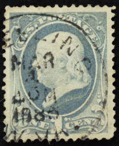 U.S. Used Stamp Scott #206 1c Franklin Superb. Spectacular 1885 CDS Cancel. Gem!