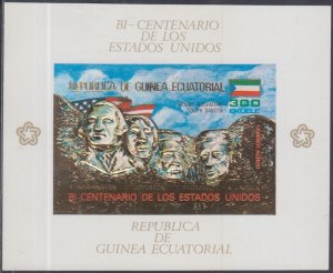 EQUATORIAL GUINEA Sc # 7596 MNH S/S  - MOUNT RUSHMORE ISSUE for US BICENTENNIAL