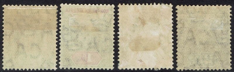 NORTHERN NIGERIA 1905 KEVII 1/2D 1D 2D AND 21/2D WMK MULTI CROWN CA