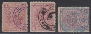 COSTA RICA 1892 Sc 37 & 37a CHOICE DESAMPARADOS, STO. DOMINGO & SAN RAMON PTMKS 