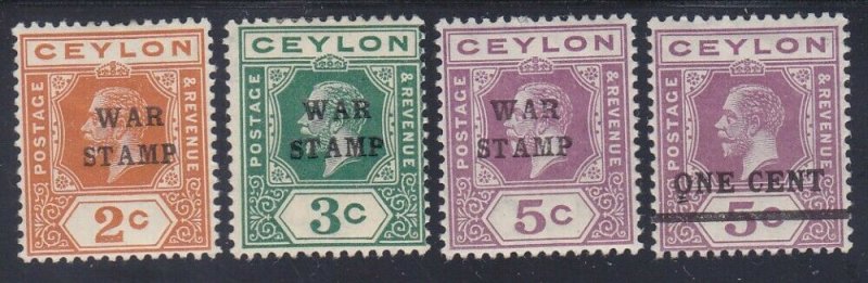 Ceylon MR1-4 Mint OG 1918 War Tax Stamps Full Set of 4 VF-XF