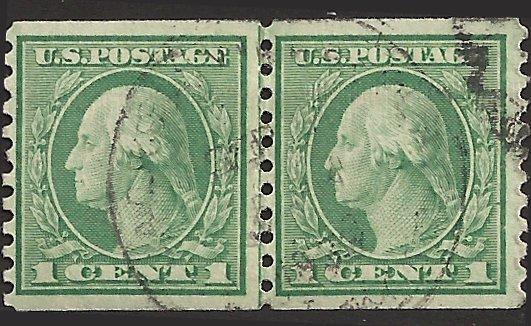 # 490 USED Line Pair GREEN GEORGE WASHINGTON Cat $12.50