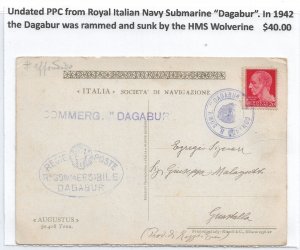 Undated PPC fm Italian Royal Submarine Dagabar (M6958)