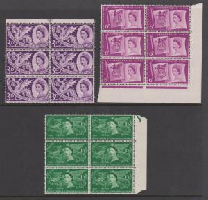 Great Britain 1958 Commonwealth Games Sc#338-340 Blocks of 6 Most MNH