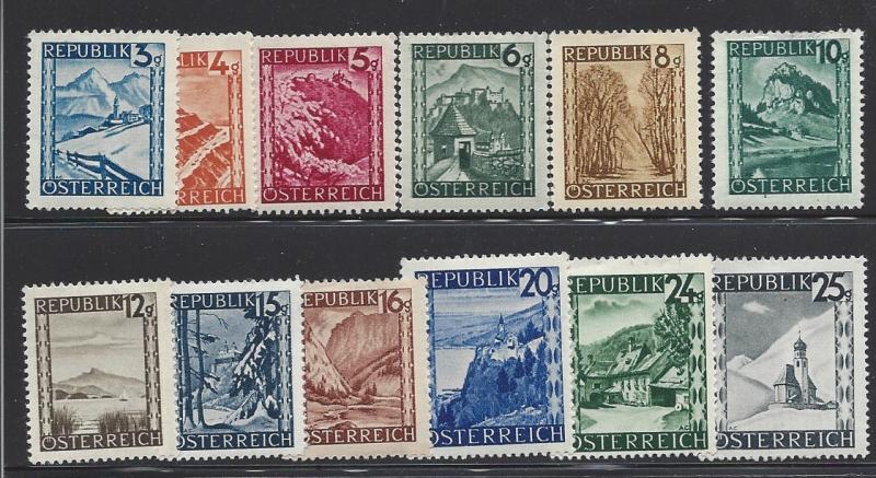 Austria, 455-66 (12v), Various Designs Short Set Singles, LH