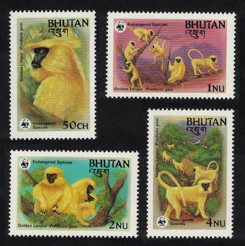 Bhutan WWF Golden Langur 4v SG#521-524 MI#840-843 SC#413-416