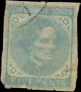 VEGAS - 1862 Confederate States Jefferson Davis - Sc# CSA 6 - Used - EO15