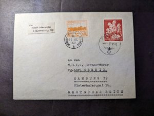 1943 Germany Feldpost British Channel Islands Cover Jersey CI to Hamburg Germany