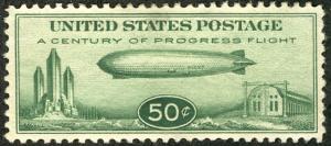 US #C18 SCV $67.50 50c Zeppelin, XF-SUPERB mint hinged, one the famoUS #baby ...
