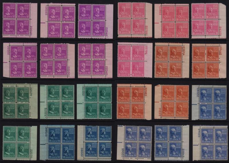 1938 PREXY Sc 803-29 lot MNH 156 plate blocks CV $765