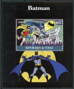 Chad 2016 CTO Batman Robin 1v M/S Comics Cartoons Superheroes Stamps 