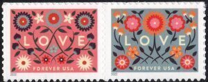 U.S. #5660-61 Love (2022) 58c FE Pair, MNH.   Pink and Blue varieties.