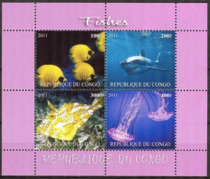 Congo 2011 Marine Life Fishes II Sheet MNH** Cinderella !