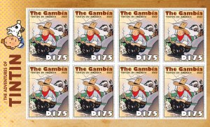 Stamps. The Adventures of Tintin, Gambia 2022 year , 6 sheet perforated