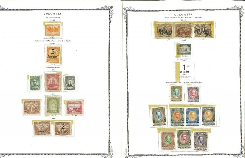 Colombia 1908-1961 M & U in Mounts on Scott Specialty Pages