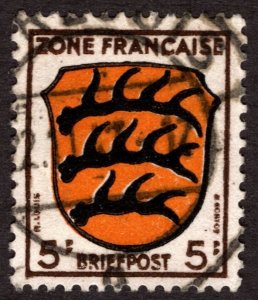 1945, Germany, French Occupation 5Fr,  Used, Sc 4N3