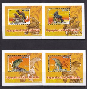 Sao Tome and Principe 2009 Birds Parrots 4 S/Sheets Deluxe Edition MNH