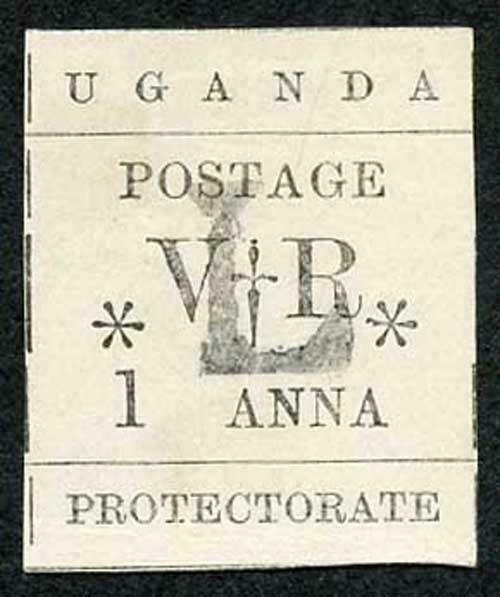 Uganda SG70 1a black (type 4) handstamped L for local use fresh unused