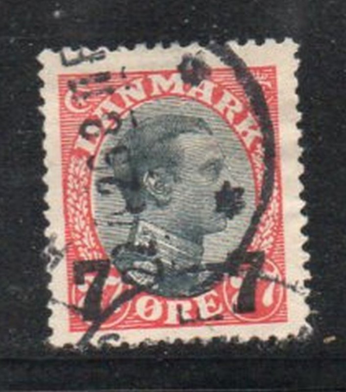 Denmark Sc 182 1926 7 ore overprint on 27 ore Christian X stamp used