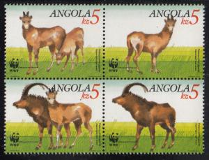 Angola MNH Scott #784a WWF Block of 4 Hippotragus niger variani