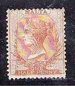 Malta-Sc#3b- id7-used 1/2p QV-1863-80-small paper hinge-