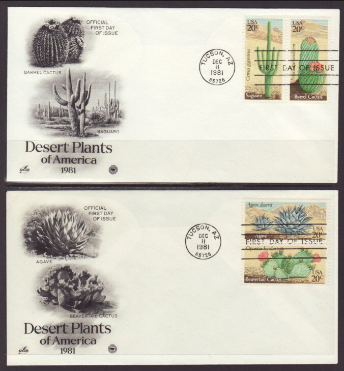 US 1942-1945 Desert Plants PCS S/2 U/A FDC