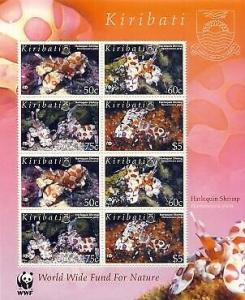 Kiribati - WWF Shrimp - 8 Stamp  Sheet  11P-001