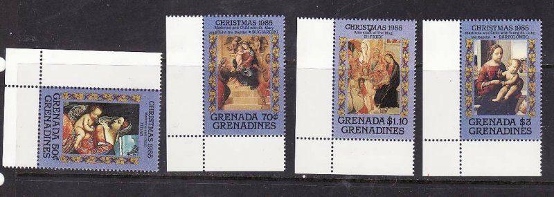 Grenada Grenadines-Sc#722-5-unused NH set-Christmas-Paintings-1985-