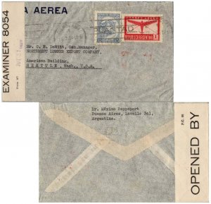 Argentina 15c Bull (Cattle Breeding) and 1P Plane and Letter 1944 Buenos Aire...