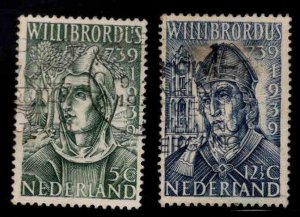 Netherlands Scott 212-213 Used 1939 stamp set Hinge Thin on 213