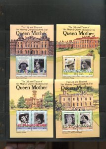 TUVALU & ISLANDS GROUP OF 9 QUEEN MOTHER LIFE & TIMES  DELUXE S/S MINT NH