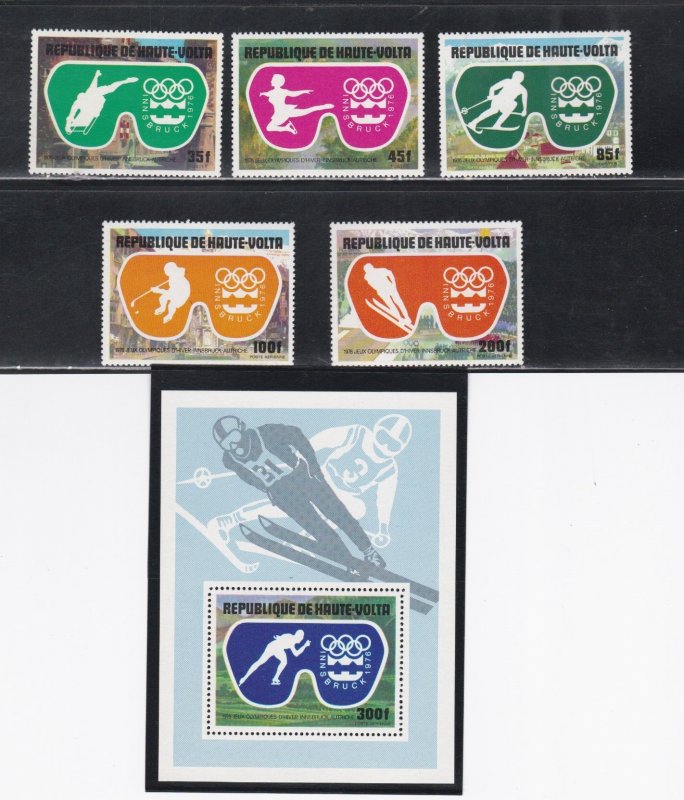 Burkina Faso # 384-386, C225-226, C227, Innsbruck Olympics, Mint NH, 1/2 Cat.