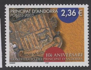 ANDORRA SGF626 2003 10th ANNIV OF CONSTITUTION MNH