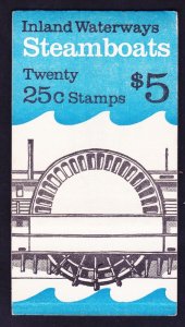 US BK166 MNH 1989 25¢ Steamboats Full Booklet Plate #2 @FACE