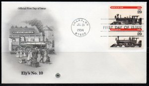 United States 2845-46 - FDC - 29c Steam Locomotives (Pair) (1994) (cv $3.50)
