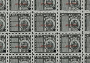 VENEZUELA ABNCo. TELEGRAPH Stamps 1B *SPECIMEN* BLOCK {20} Mint UMM MNH MF146
